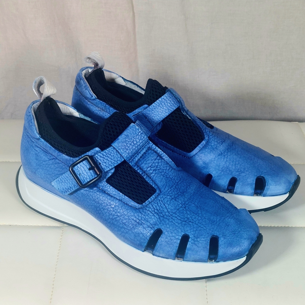 Giovanni Conti Blue Leather Extralight Sneakers, EU41, NIB/re-dyed